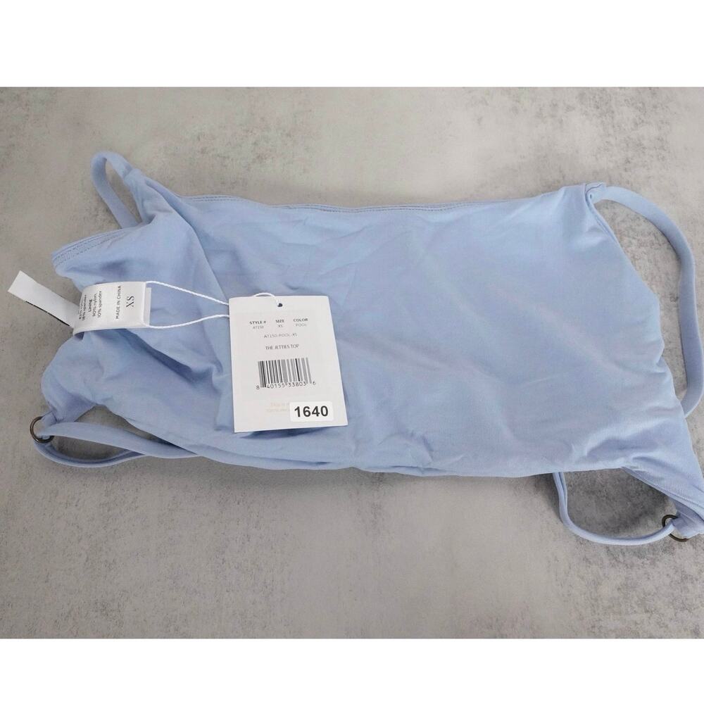 New Andie Swim Jetties Top Pool Blue Bikini Top Cross Strap Womens Sz XS 1640-15